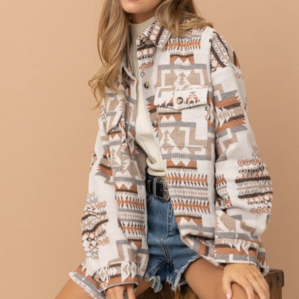 Frayed Aztec Western Shacket - Picture 5 of 9